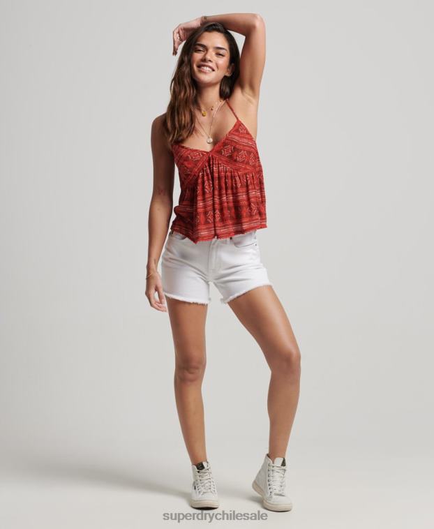 mujer Superdry rojo top de tirantes a capas 2R68Z2889