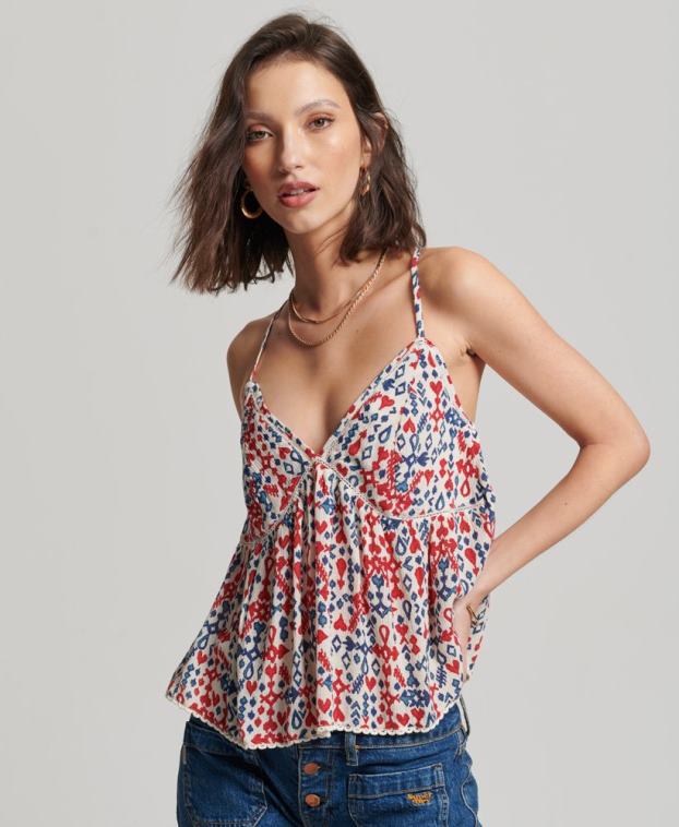 mujer Superdry rojo top de tirantes a capas 2R68Z3013