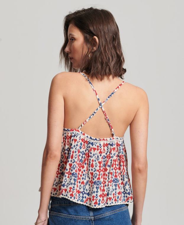 mujer Superdry rojo top de tirantes a capas 2R68Z3013
