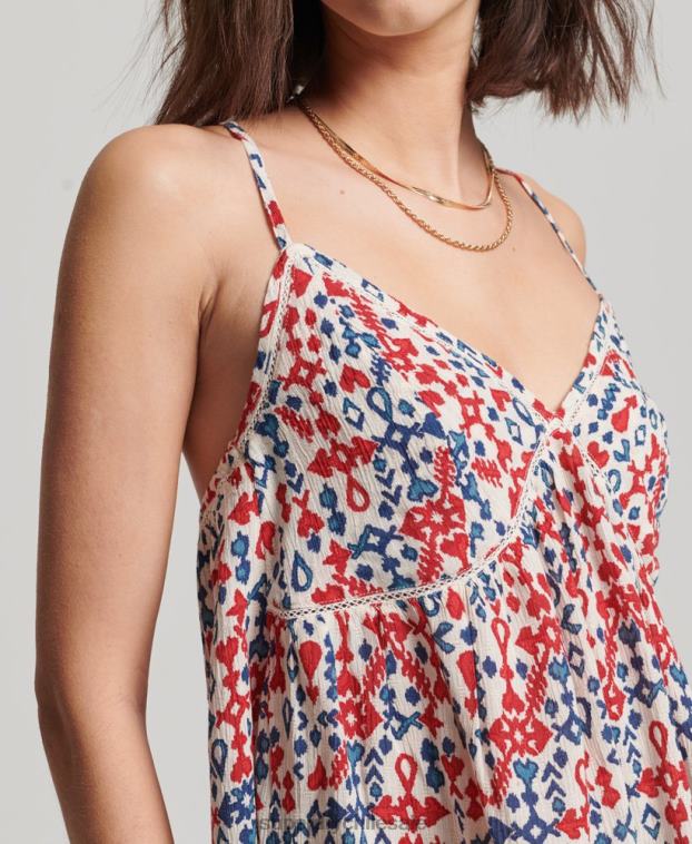 mujer Superdry rojo top de tirantes a capas 2R68Z3013