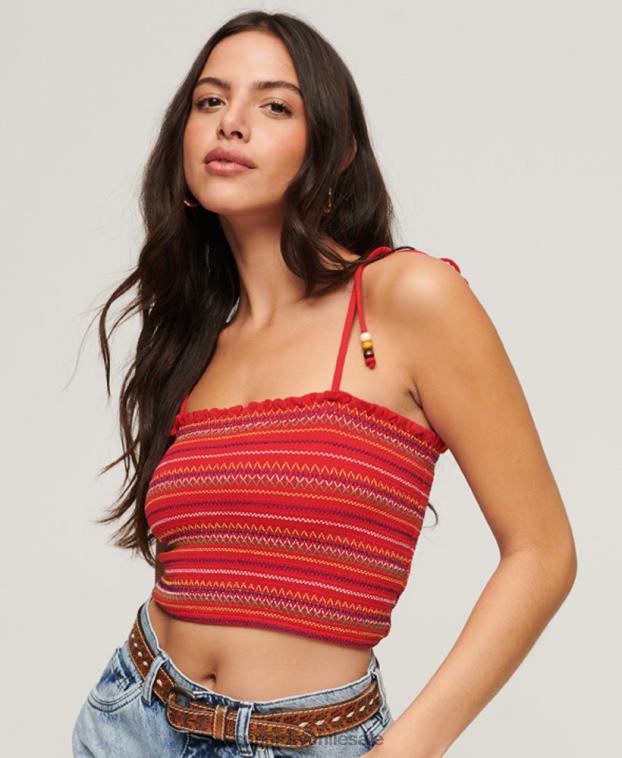mujer Superdry rojo top de tirantes bordado 2R68Z2041