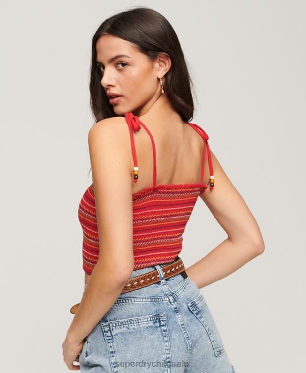 mujer Superdry rojo top de tirantes bordado 2R68Z2041