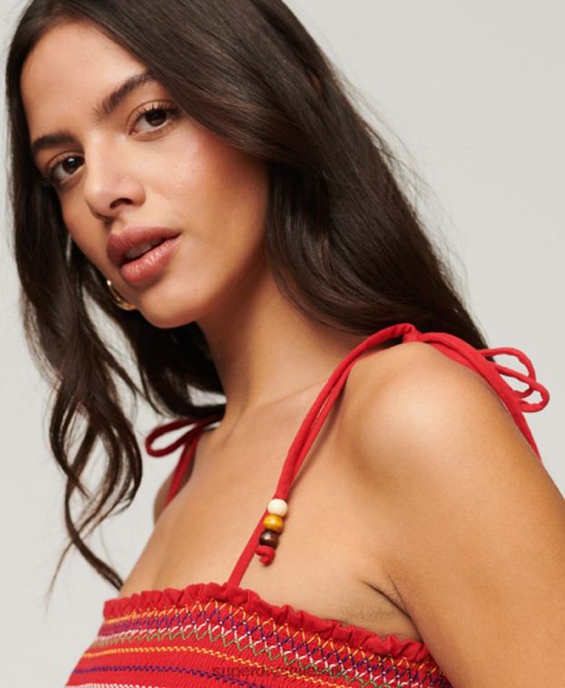 mujer Superdry rojo top de tirantes bordado 2R68Z2041