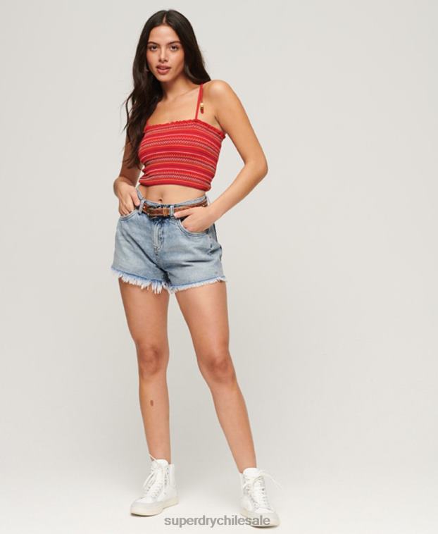 mujer Superdry rojo top de tirantes bordado 2R68Z2041