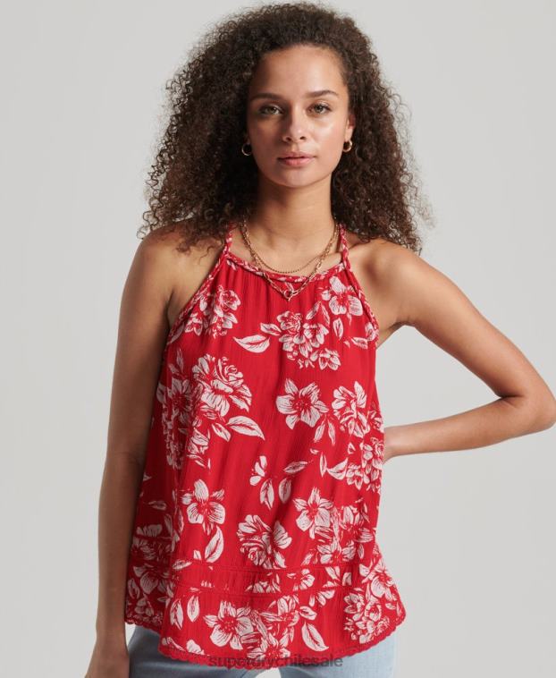 mujer Superdry rojo top de tirantes de playa vintage 2R68Z6659