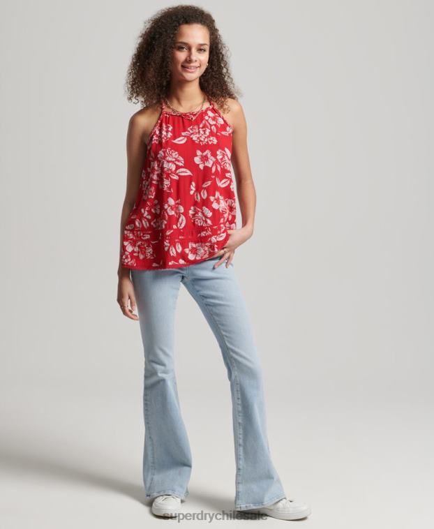 mujer Superdry rojo top de tirantes de playa vintage 2R68Z6659