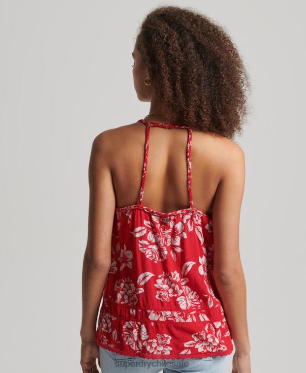 mujer Superdry rojo top de tirantes de playa vintage 2R68Z6659