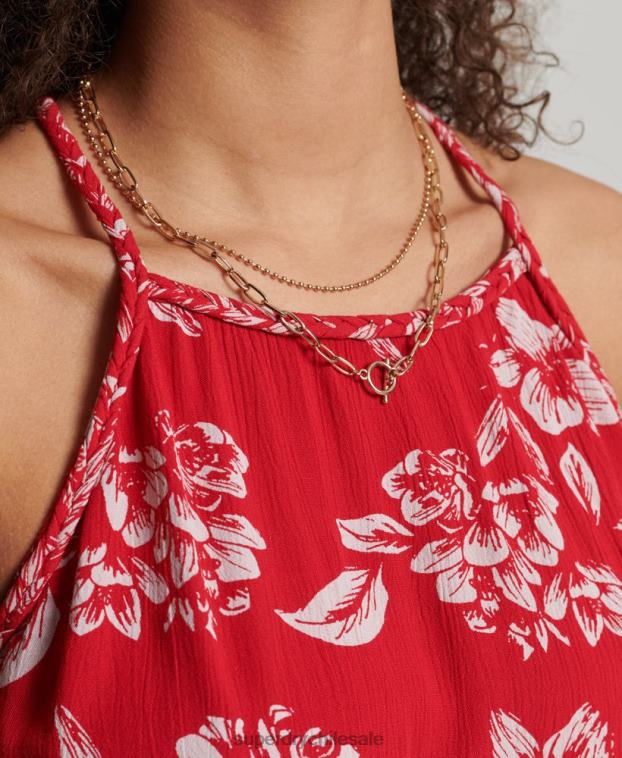 mujer Superdry rojo top de tirantes de playa vintage 2R68Z6659