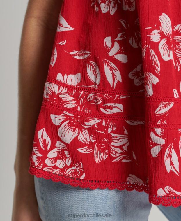 mujer Superdry rojo top de tirantes de playa vintage 2R68Z6659