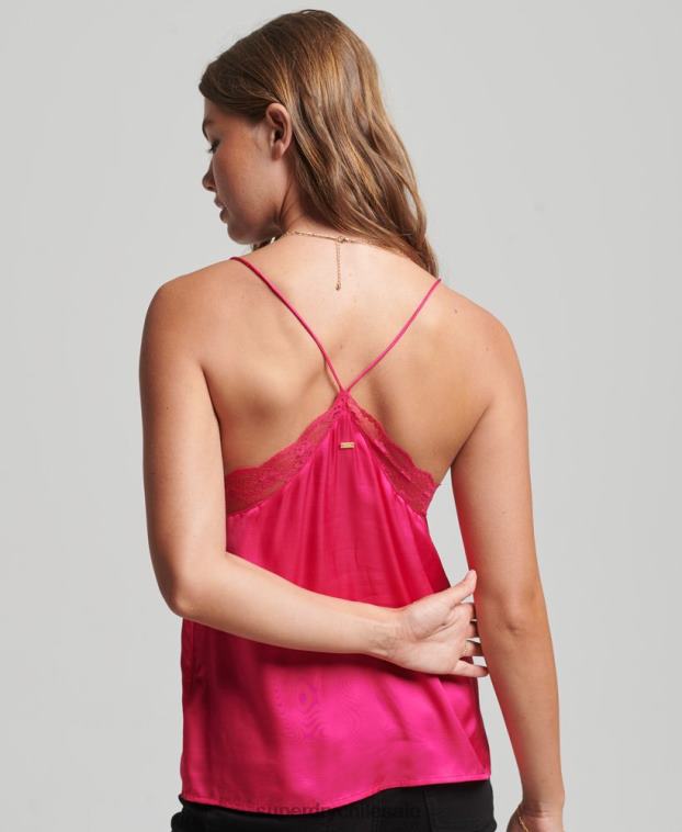 mujer Superdry rosa camisola de satén 2R68Z2923