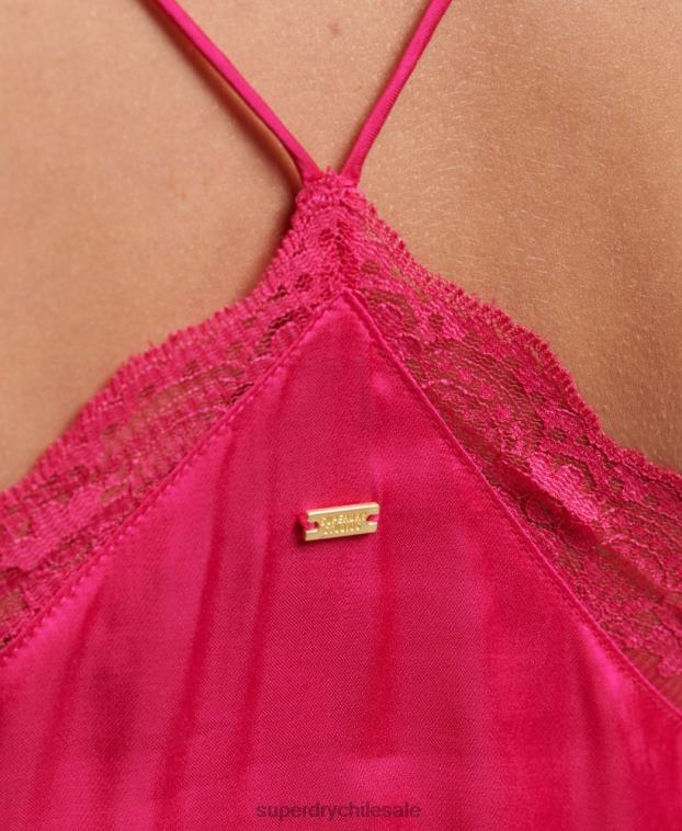 mujer Superdry rosa camisola de satén 2R68Z2923