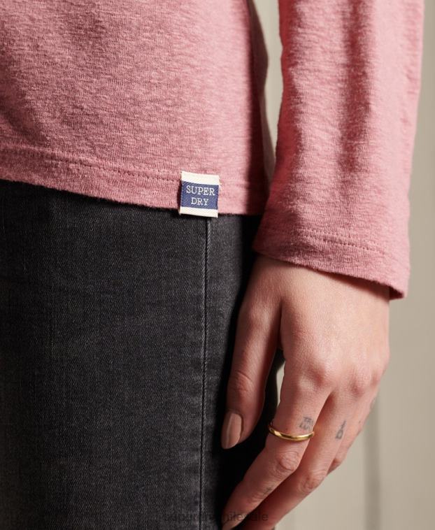 mujer Superdry rosa top de encaje con chevron 2R68Z6623