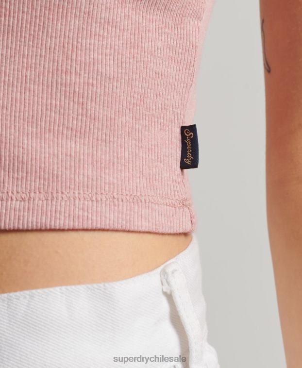mujer Superdry rosa top de tirantes con ribete de encaje acanalado 2R68Z2335
