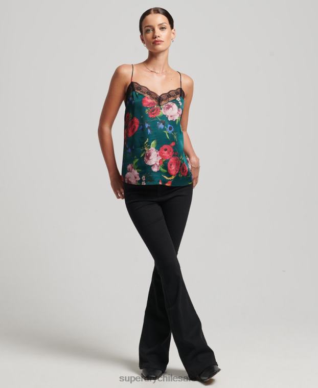 mujer Superdry verde camisola de satén 2R68Z2961