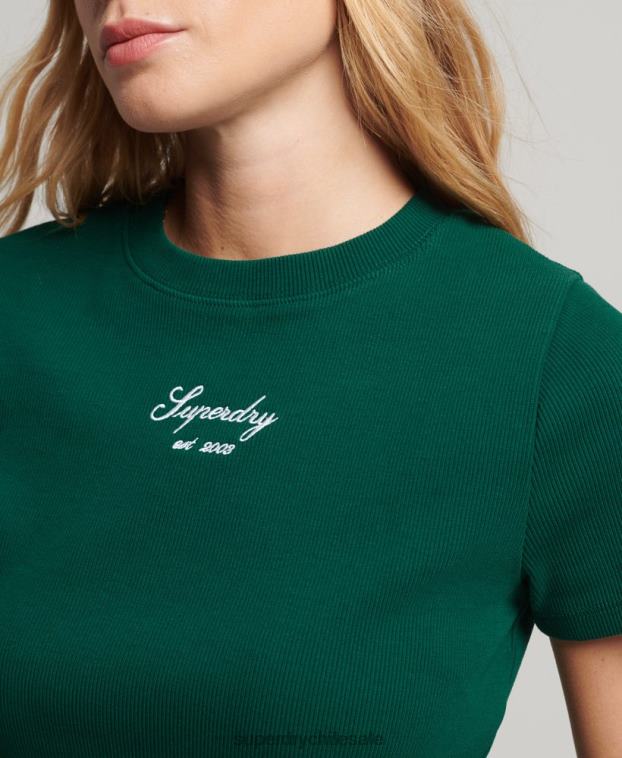 mujer Superdry verde top corto con logo heritage 2R68Z3005