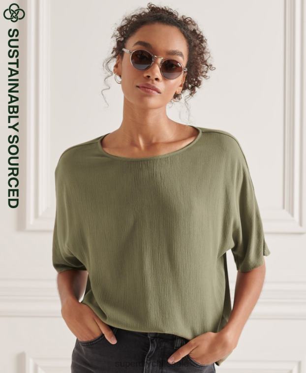 mujer Superdry verde top tejido de estudios 2R68Z3068