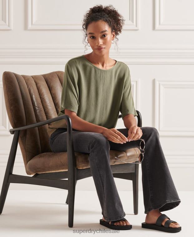 mujer Superdry verde top tejido de estudios 2R68Z3068