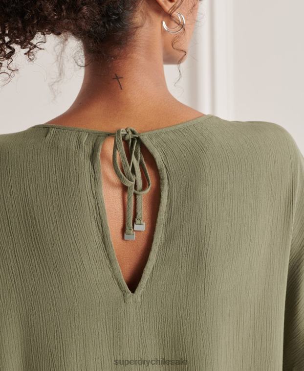 mujer Superdry verde top tejido de estudios 2R68Z3068