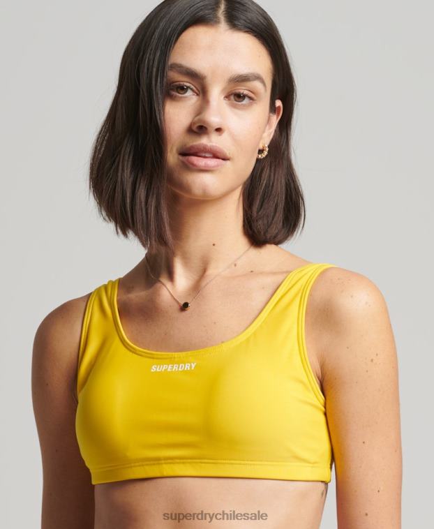mujer Superdry amarillo top de bikini reciclado esencial 2R68Z3236