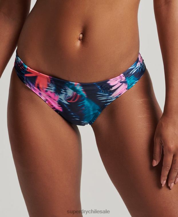 mujer Superdry azul braguitas de bikini recicladas fruncidas 2R68Z3179