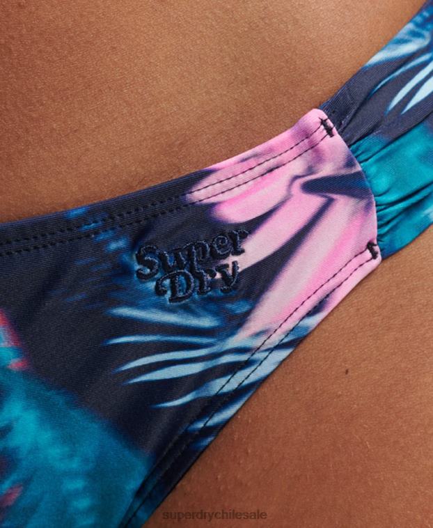 mujer Superdry azul braguitas de bikini recicladas fruncidas 2R68Z3179