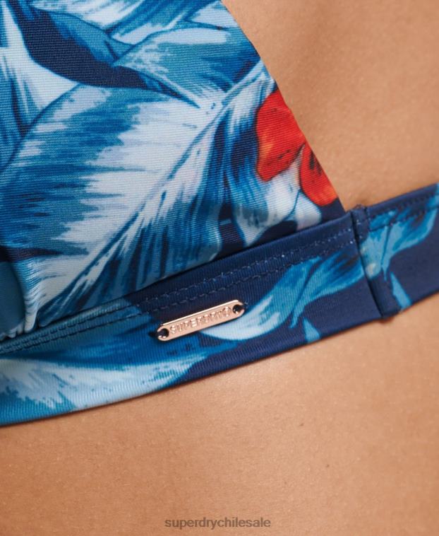 mujer Superdry azul oscuro parte superior de bikini vintage con espalda en T 2R68Z6767