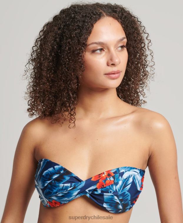 mujer Superdry azul oscuro top de bikini estilo bandeau con retorcimiento vintage 2R68Z6522