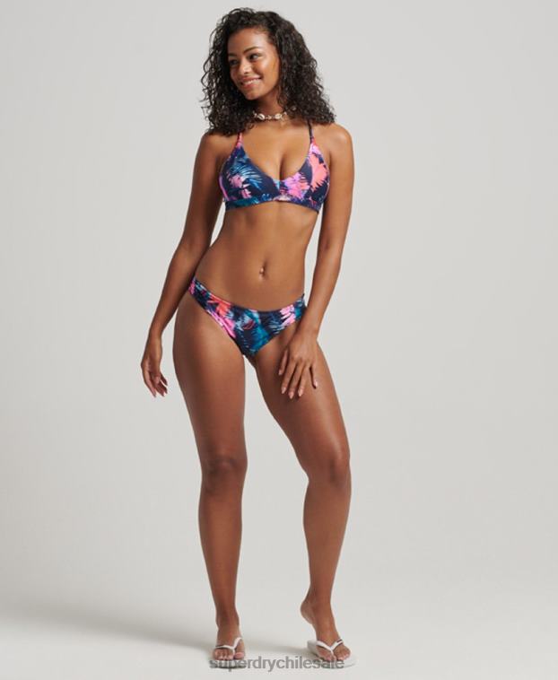 mujer Superdry azul top de bikini triángulo reciclado 2R68Z3178