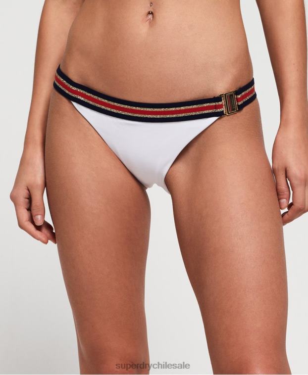 mujer Superdry blanco braguita de bikini tricolor con logo y escudo 2R68Z3250