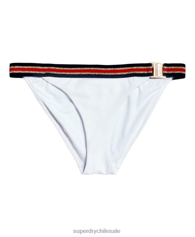 mujer Superdry blanco braguita de bikini tricolor con logo y escudo 2R68Z3250