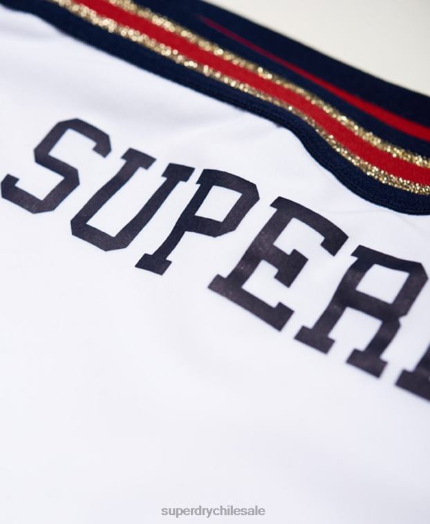 mujer Superdry blanco braguita de bikini tricolor con logo y escudo 2R68Z3250