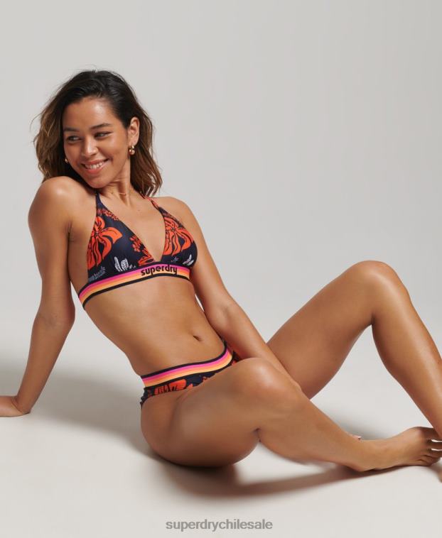 mujer Superdry coral braguitas de bikini recicladas con logo vintage 2R68Z3189
