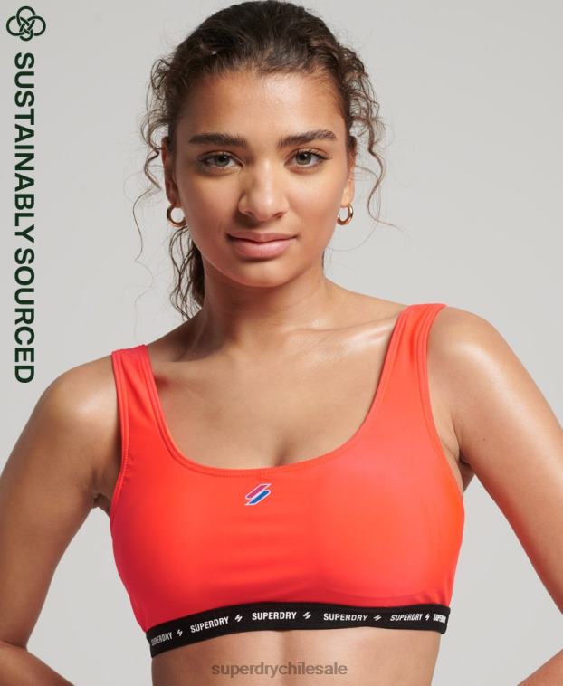 mujer Superdry coral top de bikini reciclado microelástico 2R68Z3244