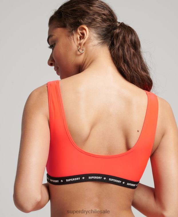 mujer Superdry coral top de bikini reciclado microelástico 2R68Z3244