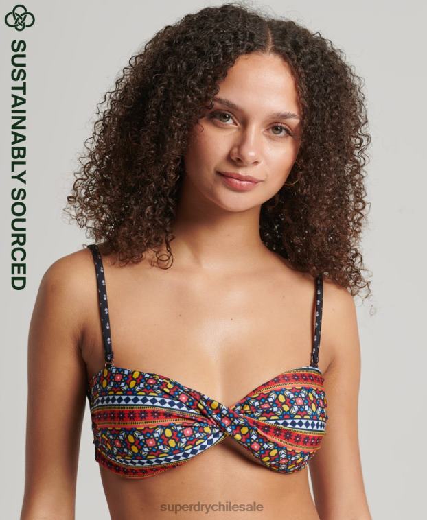 mujer Superdry multi top de bikini estilo bandeau con retorcimiento vintage 2R68Z6636