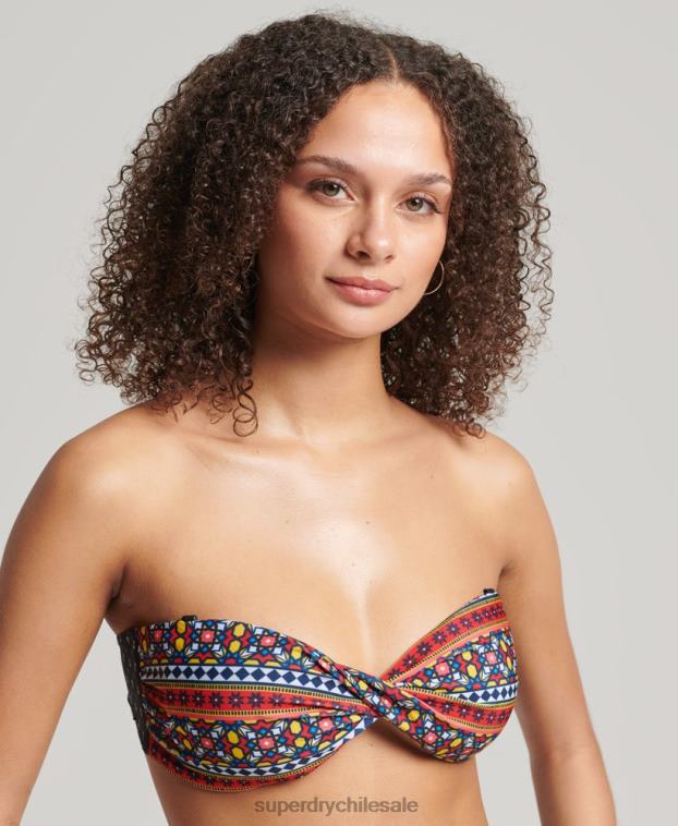 mujer Superdry multi top de bikini estilo bandeau con retorcimiento vintage 2R68Z6636