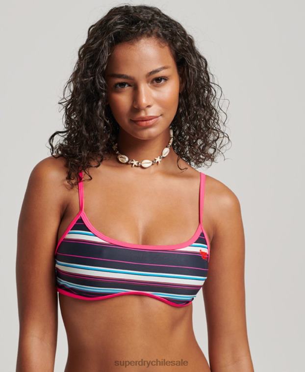 mujer Superdry multi top de bikini reciclado a rayas 2R68Z3214
