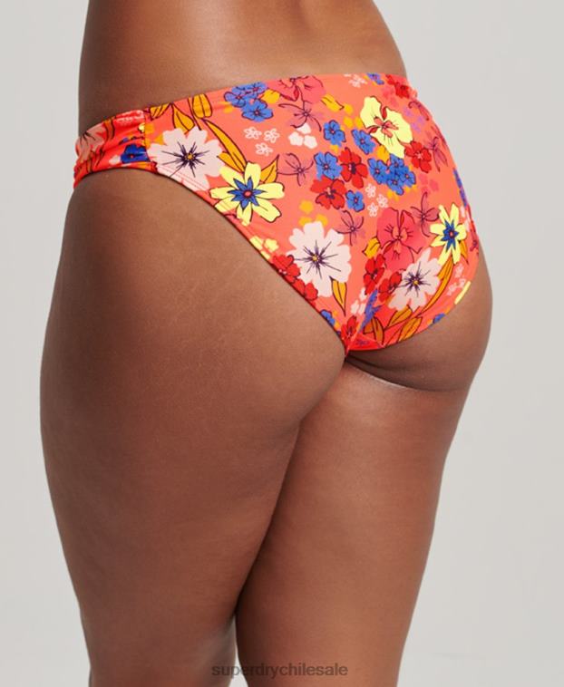 mujer Superdry naranja braguitas de bikini recicladas fruncidas 2R68Z3193