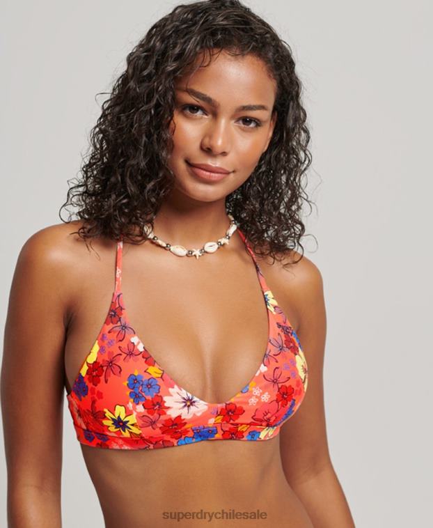 mujer Superdry naranja top de bikini triángulo reciclado 2R68Z3192
