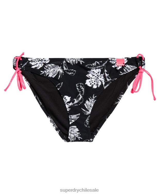 mujer Superdry negro braguita de bikini con lazo de hoja de plátano 2R68Z3259