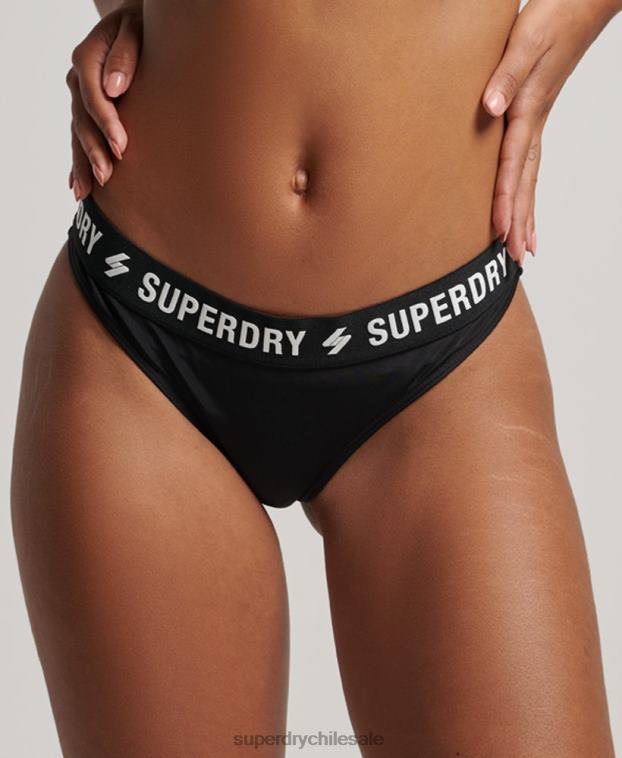 mujer Superdry negro braguita de bikini elástica reciclada 2R68Z3181