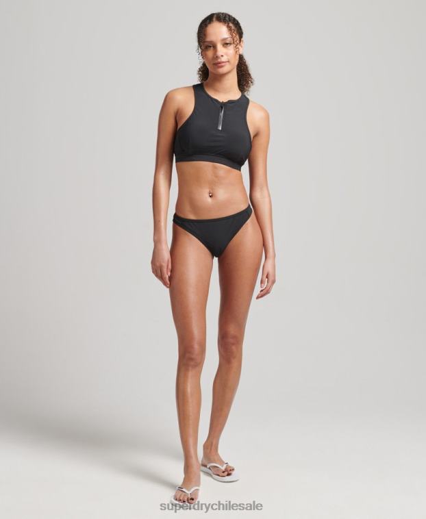 mujer Superdry negro parte superior del bikini deportivo de natación 2R68Z3255