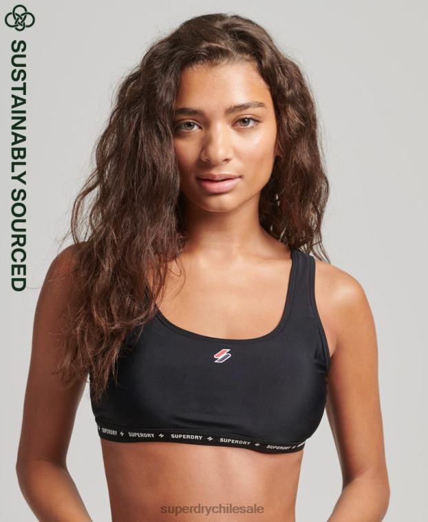 mujer Superdry negro top de bikini reciclado microelástico 2R68Z3210