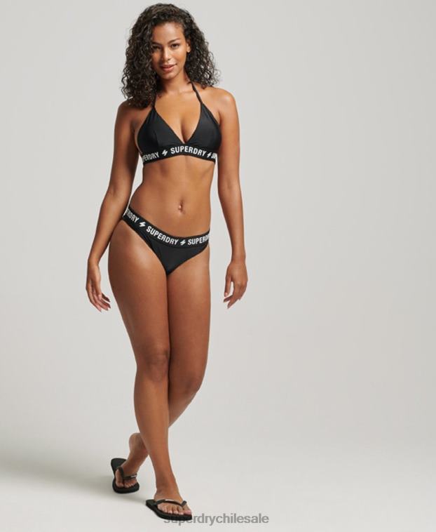 mujer Superdry negro top de bikini triángulo elástico reciclado 2R68Z3235