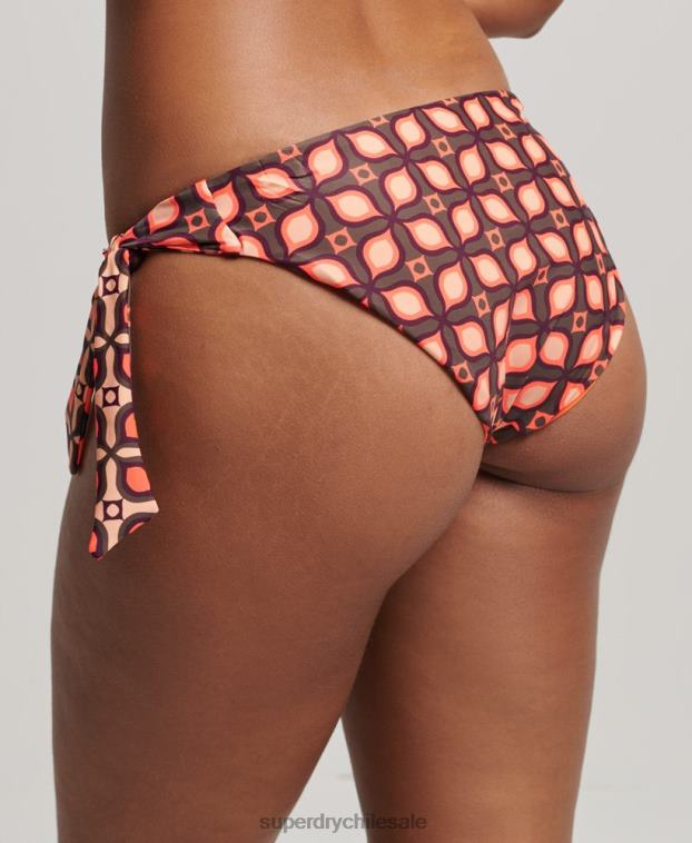 mujer Superdry rojo braguitas de bikini recicladas con estampado mixto 2R68Z3199