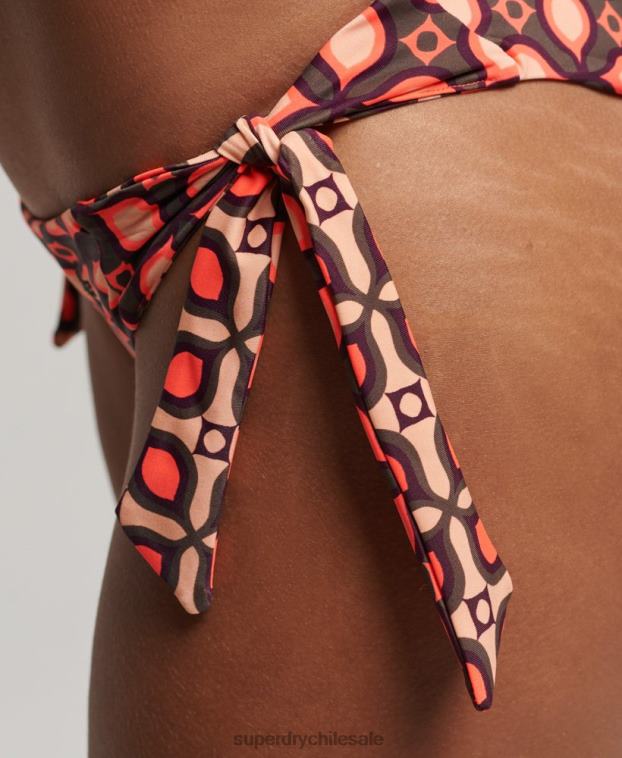 mujer Superdry rojo braguitas de bikini recicladas con estampado mixto 2R68Z3199