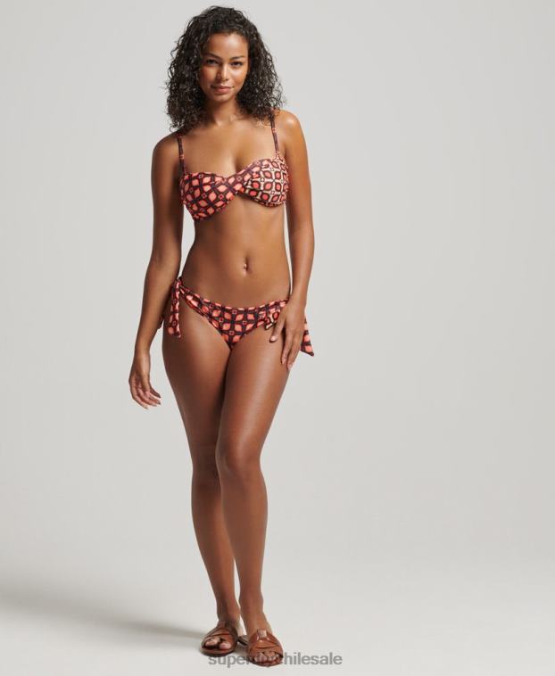 mujer Superdry rojo top de bikini bandeau reciclado con estampado mixto 2R68Z3198