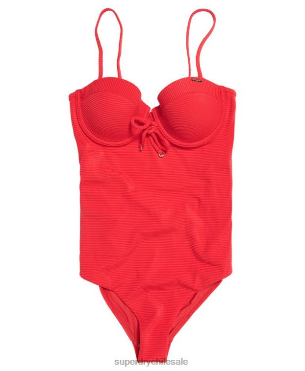 mujer Superdry rojo traje de baño con copa texturizada alice 2R68Z3262