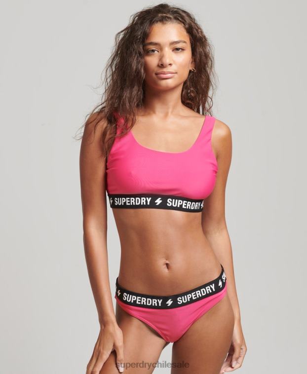 mujer Superdry rosa top de bikini con elástico code 2R68Z3243