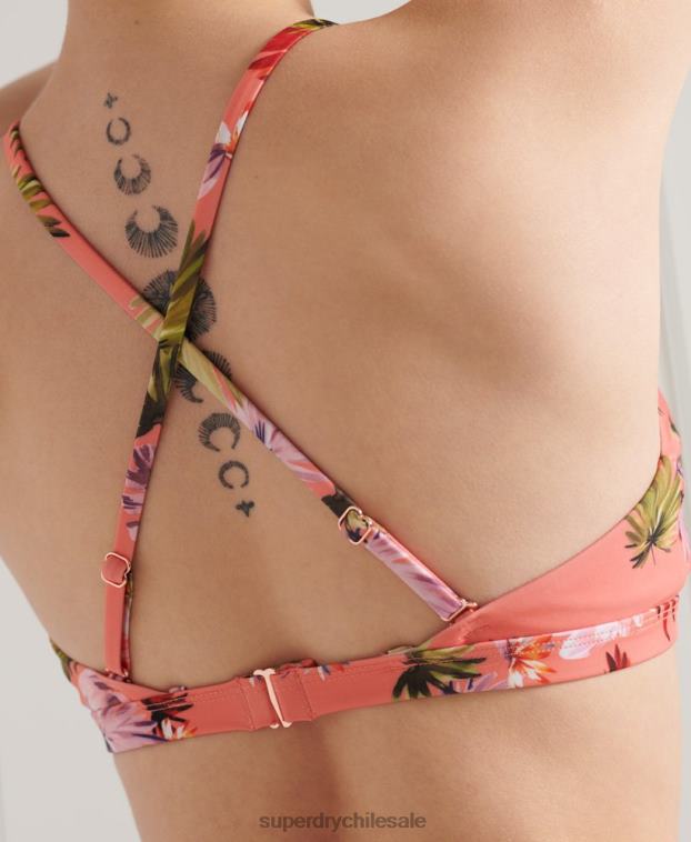 mujer Superdry rosa top de surf bikini 2R68Z6637